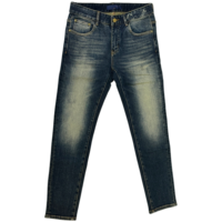 Jean en denim épais pour homme, coupe slim droite, délavé bleu classique, avec fermeture éclair YKK, style décontracté chic