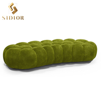 Pouf rond en velours de couleur nuit personnalisé haut de gamme, forme incurvée, repose-pieds, banc, pouf