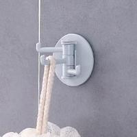 Crochet adhésif en plastique en gros à 3 branches rotatives pour cuisine et salle de bain, sans perçage