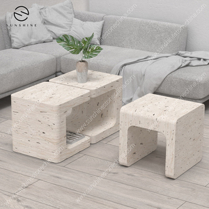 โต๊ะปลายโอนิกซ์ Travertine รูปตัว C หรูหราทันสมัยออกแบบได้เองสำหรับอุตสาหกรรมในร่มและกลางแจ้งการออกแบบอุตสาหกรรม - Product Image 5