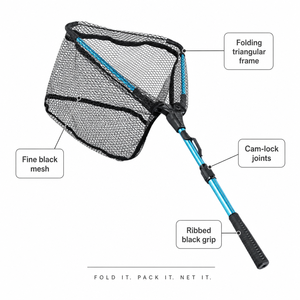 Épuisette de pêche pliable avec manche télescopique en aluminium, revêtement en caoutchouc, maille anti-emmêlement, pour kayak et bateau, capacité de charge 100 lb - Product Image 4