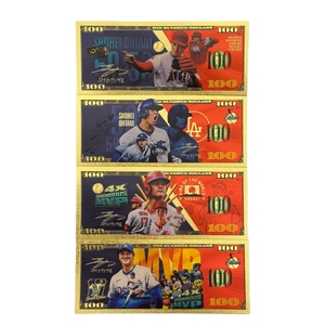 Billet de banque 2026 des 4 stars du baseball les plus populaires, plaqué or 24 carats, pour collection - Product Image 1