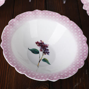 Décalcomanie fleur bord rose centre verrerie opale ensembles de <span class=keywords><strong>verre</strong></span> opale 7/8.5 pouces pour les cadeaux de réunion de famille décors bols profonds assiettes - Product Image 4
