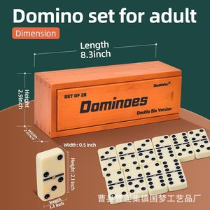Boîte à dominos en bois, boîte de rangement pour jeux d'échecs et de cartes en bois massif avec couvercle coulissant carré - Product Image 2