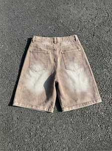 Shorts Bermuda en toile délavée pour homme, taille mi-haute, fermeture boutonnée, style décontracté, 100% coton respirant, couleur unie - Product Image 2