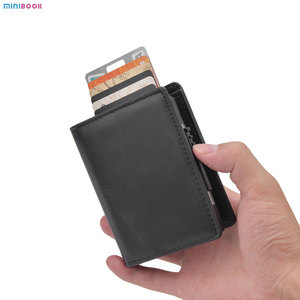 Thông Minh Ví Da Chủ Thẻ Tín Dụng Hợp Kim Nhôm Tự Động Pop up Thẻ Kim Loại Trường Hợp RFID Chặn Người Đàn Ông Của Ví Tiền Clip - Product Image 5