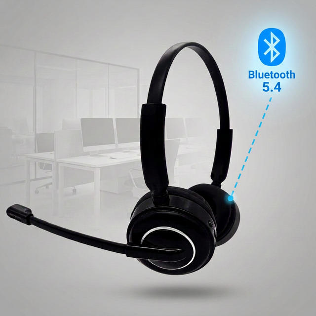 OEM BT5.4 ENC On-Ear Wireless Headset Boom Microphone for Mobile Phone Call Center Use Clear Voice Comfortable All-Day Wearing