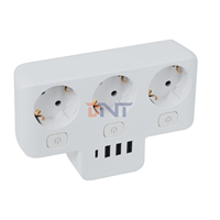 Multiprise Mini-Prise EU avec 3 * Prises EU + 3 * Interrupteurs + 3 * USB A + 1 * USB C