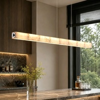 Luminaire suspendu linéaire en aluminium et marbre personnalisé, style moderne minimaliste, pour îlot de cuisine