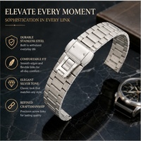 Bracelet de montre en acier inoxydable avec fermoir papillon, 20 mm, argenté, bracelet de remplacement en métal, maillons à vis, pour hommes