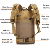 Sac à dos tactique camouflage 20-35L avec cadre externe MOLLE, sac à dos léger respirant et imperméable pour la randonnée et le cyclisme