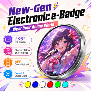 Badge électronique intelligent OEM direct usine, écran tactile IPS 1,7 pouces, vidéo dynamique, pour cosplay, fans d'anime, cadeau pour étudiants - Product Image 1