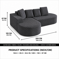 Canapé d'angle contemporain en forme de L avec section en mousse, canapé de conversation avec position chaise longue extensible pour salon et décoration intérieure