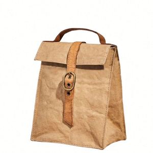 Sac à déjeuner isotherme en papier réutilisable personnalisé, portable, pour hommes, femmes, filles, enfants - Product Image 1