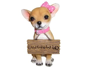 Señal de bienvenida de perro <span class=keywords><strong>Chihuahua</strong></span> de poliresina, figuras surtidas de <span class=keywords><strong>Mini</strong></span> perro, bienvenida de perro, estatuas de jardín coleccionables para mascotas para el hogar - Product Image 4
