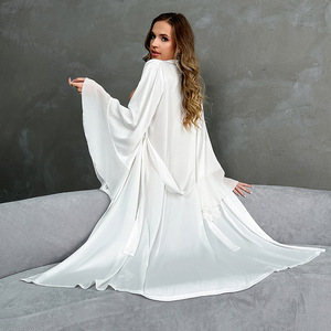 Vestidos <span class=keywords><strong>de</strong></span> Novia Holgados <span class=keywords><strong>de</strong></span> Talla Grande, Ropa <span class=keywords><strong>de</strong></span> Dormir para <span class=keywords><strong>Mujer</strong></span>, <span class=keywords><strong>Bata</strong></span> <span class=keywords><strong>de</strong></span> Baño <span class=keywords><strong>de</strong></span> Seda y Satén, <span class=keywords><strong>Bata</strong></span> Larga <span class=keywords><strong>de</strong></span> Manga Larga para Novia - Product Image 5