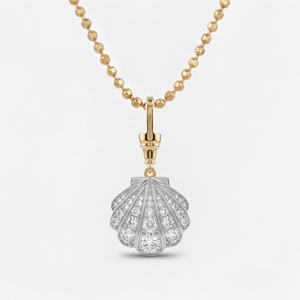 Pendentif en forme de coquille en argent sterling 925 plaqué or 18 carats avec zircone cubique - Product Image 2