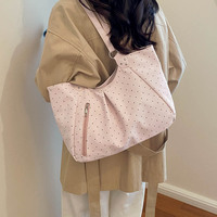 Sac à bandoulière hobo en similicuir à pois, avec logo personnalisé et breloque étoile, grand sac à main décontracté pour femme, idéal pour le quotidien et le shopping