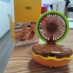 Mini ventilateur portable de bureau avec logo personnalisé, design mignon de burger, recharge USB, 3 vitesses de vent, idéal pour l'été en extérieur - Product Image 4