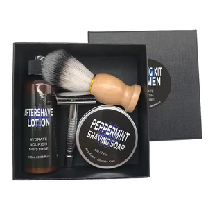 Kit de <span class=keywords><strong>rasage</strong></span> personnalisable pour <span class=keywords><strong>homme</strong></span>, lotion après-<span class=keywords><strong>rasage</strong></span>, crème à raser pour barbe, lame de rasoir de sécurité, brosse à savon pour le soin de la barbe - Product Image 3