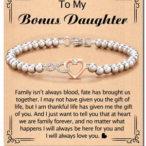 Pulsera de Plata con Cuentas para Mujer, Regalo de San Valentín, Pulsera Delicada con Diamantes Incrustados, Amor Infinito, Corazón, para la Familia - Product Image 2