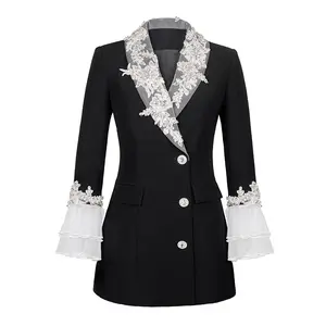 Hot Selling Black Small Suit Jacke Damen Frühherbst New Design Nische Taille Abnehmen Anzug Kleid