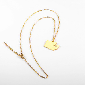 Collar con Colgante de Mapa del Estado de Washington, Acero Inoxidable, Mapa de Washington Altamente Pulido - Product Image 5