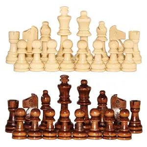 Peças de xadrez de madeira estilo europeu, tamanho grande