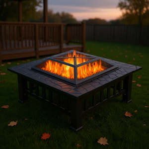 Mesa de Fogata Db de Acero para Exteriores, con Quemador de Leña, Independiente, con Recubrimiento en Polvo Negro Gris D0100H50UTP - Product Image 2