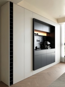 Credenza in Legno Massello con Chiusura Ammortizzata e Portabottiglie per Sala da Pranzo Moderna a <span class=keywords><strong>Piano</strong></span> Aperto - Product Image 2