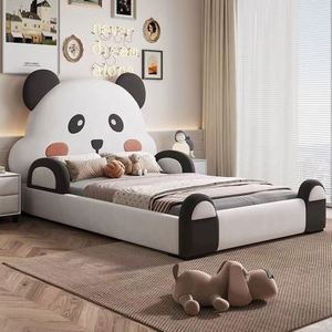 Lit Garde-corps Panda pour Garçons et Filles 1,5 m, Cadre en Bois avec Rangement, Lit Thème Princesse pour Adolescents, Chambre d'Enfant - Product Image 1