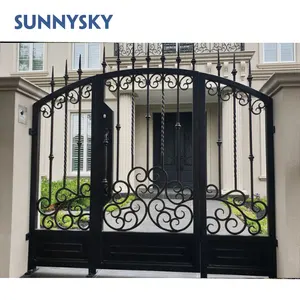 Sunnysky охранные Передние ворота защитные двери дизайн из кованого железа итальянский стиль классический качели графический дизайн под заказ современный