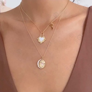 Gemnel Striking Design a Small Key Charm Hangs Alongside <strong>the</strong> Heartbeat <strong>Mother</strong> of Pearl Pendant Necklace - Product Image 4
