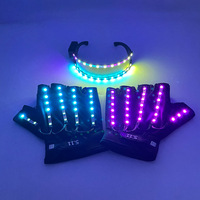 Set Sarung Tangan Kacamata LED dengan Warna Remote Control Populer untuk Pesta Rave dan Pertunjukan Tari