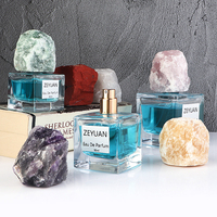 Couvercle en cristal naturel 30ml 50ml 100ml bouteilles de cologne en cube vide carré vaporisateur de parfum de luxe