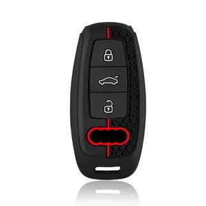 Funda de silicona para llave de coche, carcasa para Audi A6 A6L A7 A8 A8L A3 <span class=keywords><strong>E</strong></span>-<span class=keywords><strong>tron</strong></span> <span class=keywords><strong>55</strong></span> Q7 <span class=keywords><strong>Q8</strong></span> C8 2019 2020 2021 - Product Image 4