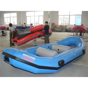 Happy Walk Inflatable Boat Six Persons 0.9mm PVC Blue Water Raft Boat For Sale