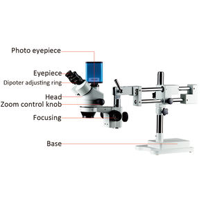 Microscopio Estereoscópico Trinocular con Zoom de Doble Brazo 7X-45X, <span class=keywords><strong>Precio</strong></span> de Estereoscopio, <span class=keywords><strong>Lentes</strong></span> Estereoscópicas, Estereoscopio Digital para Fotos - Product Image 5