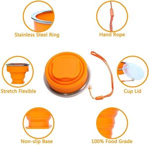 Botella de Agua de Viaje Plegable de Silicona, Taza Reutilizable Personalizada, Taza Plegable para Camping, Oficina, Té, Tazas y Platillos - Product Image 5