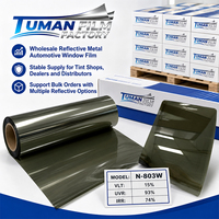 Película para Ventanas de Automóviles Tuman Stable Supply con Múltiples Opciones Reflectantes, 15% VLT, 93% UVR, 74% IRR, Rollo a Granel para Tiendas de Tintado