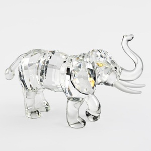 Figurine d'éléphant en cristal haut de gamme personnalisée, transparente, à facettes brillantes, grande taille, modèle animal réaliste en verre sculpté, fabriquée sur mesure - Product Image 2