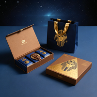 Coffret Cadeau Magnétique de Luxe Personnalisé, Motif Égyptien, avec Sac en Papier, Emballage Rigide pour Chocolats, Ramadan, Aïd, Vente en Gros pour Entreprises