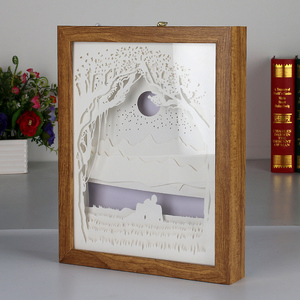 Tùy Chỉnh Thắp Sáng Hộp Bóng Tường Treo Nghệ Thuật Vẽ Tranh Trang Trí Bằng Gỗ Khung Khuyến Mại Chất Liệu Giấy - Product Image 3