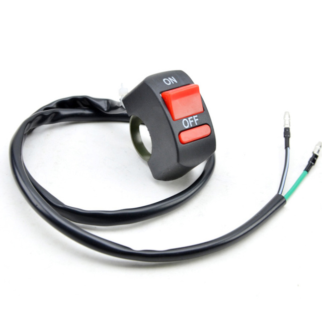 Universal 22mm Motor Light Switch Motorcycle Handlebar Flashing Switch on OFF Button ATV Bike Black Two Core Wire DC 12V 10A