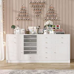 <b>Nail</b> Polish Glue Locker Black <b>Nail</b> Salon Display Cabinet with Floor Drawer Storage for <b>Nail</b> <b>Tables</b> - Product Image 3