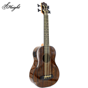 Ukulele U-Bass en acajou 30'' avec accordeurs noirs, Os de bœuf, 2 clous de queue dorés pour concerts de musique, Guitare U-Bass noire - Product Image 3