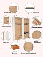 Nouveau Produit Ajouté Armoire de Chambre de Luxe en Mélaminé, Contreplaqué et OSB avec Carcasse en Bois, Poignée Métallique et Tiroirs