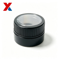 Bouchons à vis en plastique noir avec fenêtre transparente visible, fermetures de bouteilles en PP pour pots de crème cosmétique, marque OEM/ODM CN/FUJ