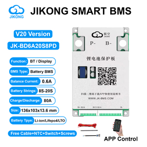 JK BMS Smart BMS 8S-20S BT Display 0.6A 80A Active Balancer สำหรับแบตเตอรี่ Li-ion/LiFePo4/LTO รุ่น JK-BD6A20S8PD V20 - Product Image 1