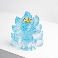 Figurine de renard à neuf queues en aigue-marine, décoration romantique porte-bonheur